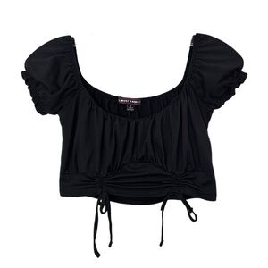 Hot Topic Black Puff Sleeve Milkmaid Crop Top